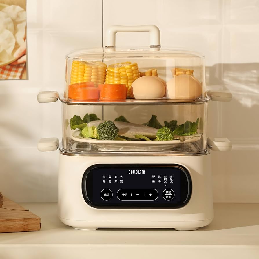 Amazon | スチームクッカー 2段 電気蒸し器 多機能 9.3L 1台5役